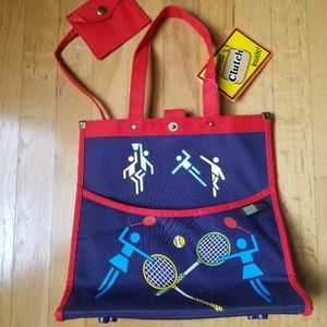 NWT Vintage 70s/80s Navy Tennis Lovers Canvas Tote